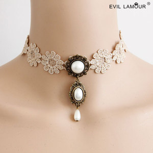 满48包邮欧洲宫廷风时尚蕾丝颈链短项链锁骨链礼服搭配饰品女