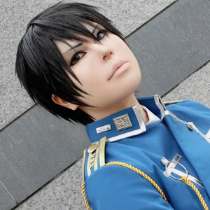 萌神派 钢之炼金术师 roy 罗伊·马斯坦 小罗伊 黑色cosplay假发