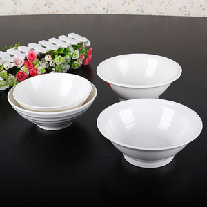 密胺仿瓷碗快餐中式大号白色圆形泡面汤面麻辣烫餐厅餐饮具釉中彩