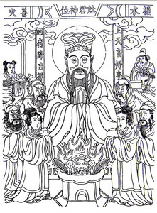 画像年画线描灶神像挂像灶爷挂画防水瓷砖贴画灶王爷灶公灶母灶君