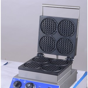 电热圆形华夫饼炉商用烤饼机4格松饼机浅齿格子饼脆饼设备包邮