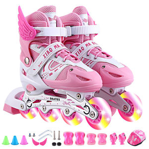 焊冰鞋儿童男女孩蓝粉红色留流溜冰鞋全闪全套装轮滑冰鞋悍韩冰鞋