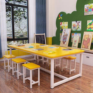 筱婵儿童早教中心桌椅套装小学幼儿园彩色课学生培训组合绘画桌美