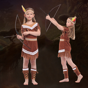 土圣节儿童部落酋长演出服装成人印第安公主野人原衣万著人始服