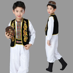 儿童新疆舞蹈演出服幼儿t印度表演服男童维吾尔族少数民族服装男