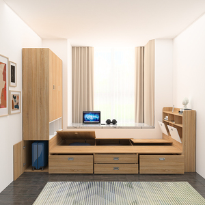 小林木业床头榻榻米立柜顶柜一体现代简约小户型可定制储物床北欧