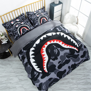 潮牌鲨鱼四件套简约个性网红1.5m学生男女宿舍床单被罩床上三件套