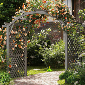 室外花园防腐木拱门花架户外实木葡萄架庭院入户拱v形架格藤爬网
