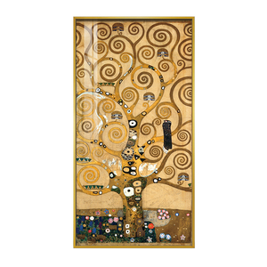 生命之树装饰画玄关挂画竖版欧式油画抽象画招财壁画发财树金箔画