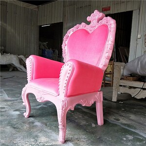 红桃皇后椅公主宝座沙发欧式雕花桃心单人l椅拍照道具网红店落地