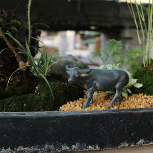 小水牛摆件微景观动物装饰品花盆庭院假山流水树脂工艺品盆景配件