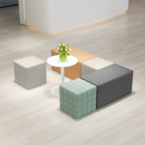 办公室接待沙发定制店面休息区等候区卡座靠墙理发店无靠背长条凳