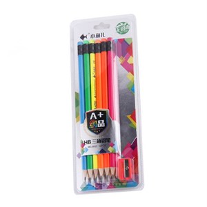 H铅三画杆铅笔办公学习用品 优质写字绘角铅笔环保无B毒送削铅笔