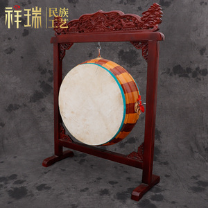 藏式法鼓藏传藏式用品家用法器民族手鼓原木色V藏族大鼓鼓架