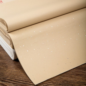 洒金宣纸白色仿古色烫金烫银描龙描金龙凤四尺w生宣国画专用六尺