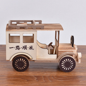 竹木工艺品汽车摆件马车模型茶几卧室摆设创意家居装饰品木制轿子