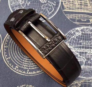 zilli 泽利进口鳄鱼皮高端大气鳄鱼肚皮男士腰带真皮皮带