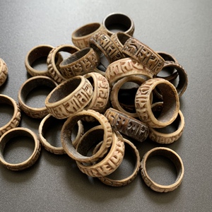 天然牦牛骨六字真言戒指环印度尼泊尔藏民族首饰品男士女情侣潮流