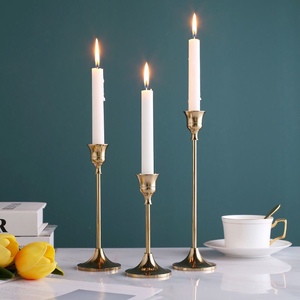 轻奢北欧法式复古典金色黄铜家用蜡烛台摆件金属浪漫烛光晚餐桌