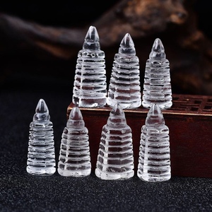 黑曜石白水晶文昌塔吊坠钥匙扣挂件九层佛塔摆件七星堂太岁塔摆件