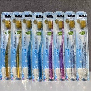 包邮人气优质atom艾多美牙刷黄金纳米金丝一盒8支