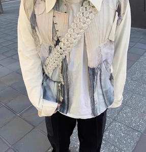 stefan风格纯手工编织杏色树脂纽扣链条肩带包带时装配饰斜挎单肩