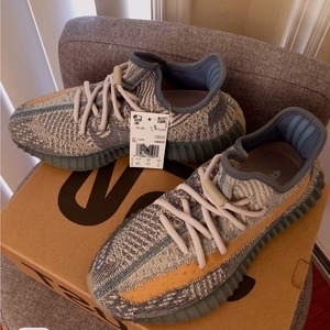 椰子鞋350灰蓝色yezi男女情侣同款绑带yeezy透气百搭运动v2休闲鞋