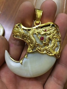 001人付款淘宝仿虎牙包金包银套老虎吊坠熊牙狼豹牙套