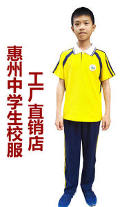 纯棉夏季校服套装工厂直销惠州统一校服 学生校服惠州市惠城区中