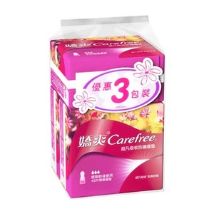 carefree港版娇爽超凡防漏吸收卫生护垫无香40片X6个装156mm包邮