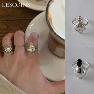 LESCOINS【全部现货】韩国小众品牌le matin小帽子酒壶戒指 银/黑