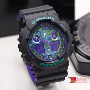 卡西欧g-shock紫屏海洋之心石英计时日历闹铃手表男ga-100bl-1a