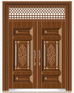 别墅大门防盗门非标门锌合金进户仿铜仿真铜门对开门子母四开大门