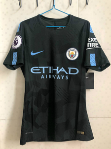 现货1718赛季耐克曼城二客更衣室球员版贝尔纳多德布劳内印字球衣