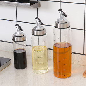 欧式带刻度油壶家用加厚玻璃小油瓶厨房带防漏嘴酱油瓶调味瓶醋瓶