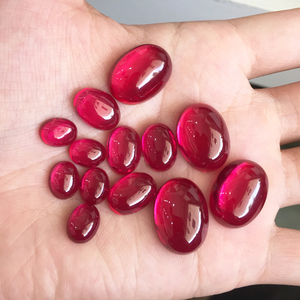 红刚玉红宝石女戒指戒面配饰首饰大椭圆形蛋形平底diy未镶嵌裸石