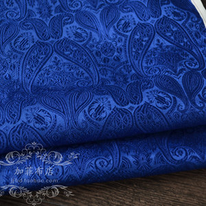 琵琶花深宝蓝色 古装汉服古典传统织锦缎布料服装面料 半米价