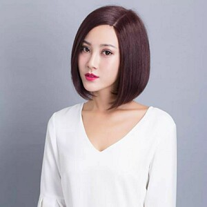 假发套女全头逼真短发波波bobo头直发中偏分斜刘海全真发假发
