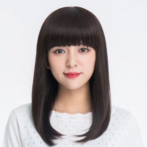 无刘海锁骨内扣假发