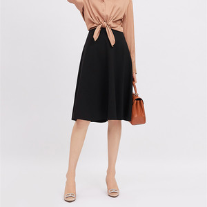 希哥弟思媞2021新款通勤优雅a字裙半身裙纯色拉链伞裙女士8200022