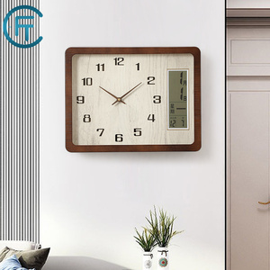 万年历新中式钟表挂钟2024新款客厅家用实木方形创意复古静音时钟