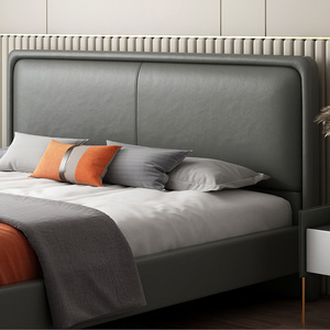 现代简约床头网红北欧轻奢软包床靠背通用实木双人单个皮床头板