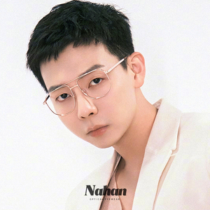 胡夏同款眼镜超轻多边形时尚双梁近视眼镜框镜架男金丝边大脸女潮