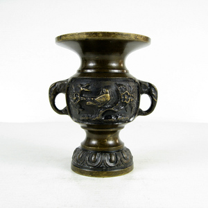 日本回流老铜件旧铜器工艺品摆摄影古玩二手洋货 花瓶花觚V64