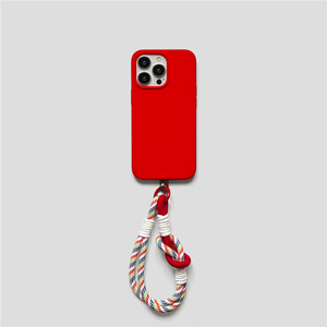 15pro红色糯叽叽14中国红液态硅胶硬壳搭配红色短挂绳适用12苹果11手机壳防摔iphone13保护套