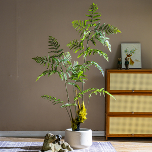 仿真树蕨类植物金丝猴阙高端轻奢仿生绿植室内猴头蕨假树盆栽摆件