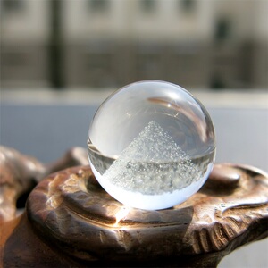 一鸣奇石天然水晶白幽灵金字塔 转运珠吊坠 水晶珠子18.5mm