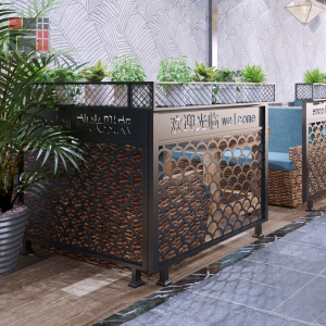 餐厅卡座工业风隔断围栏装饰绿植花架火锅饭店包间矮半截铁艺护栏