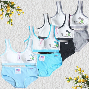 十岁女童一套装内衣内裤发育期第二阶段夏天13岁少女小学生黑色棉