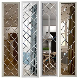 墙玻璃背景墙菱形简约边框造型装饰车边镜子灰镜茶镜以后沉默236